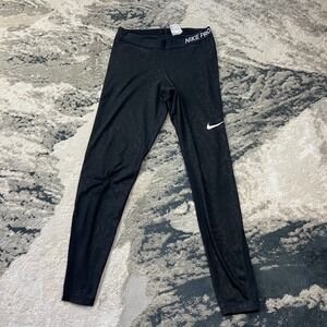 Nike Dri Fit Pro Womens L Black Mid Rise Athletic Gym Training Leggings